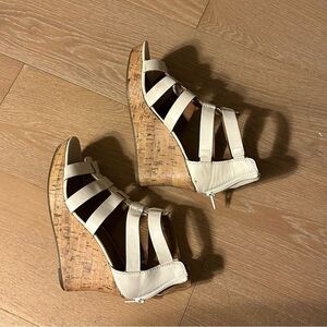 Ana size 7.5 summer graduation white formal wedge beach sandals